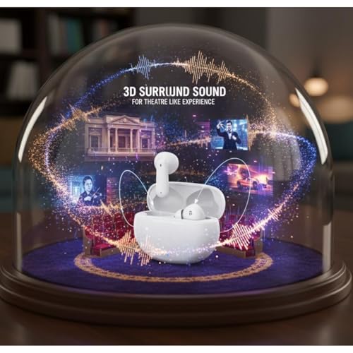 Image of Buds 3 TWS with ENC Bluetooth V5.4 Wireless Headphones, 40Hrs Playtime, Deep Bass, Low Latency, Stereo Calls, Snug-fit Earbuds, Smooth Touch Control & Fast Charging (White)