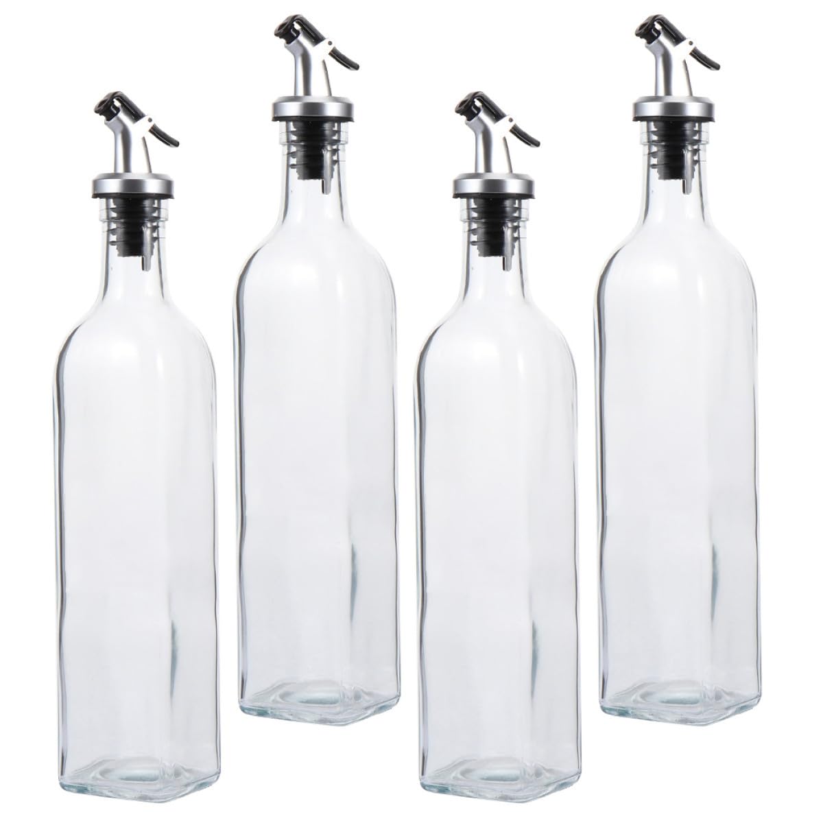 Lot de 4 Bouteilles D'assaisonnement Cuisine en Verre 250ml Couvercles en Métal, Multifonctionnelles pour Condiments Liquides