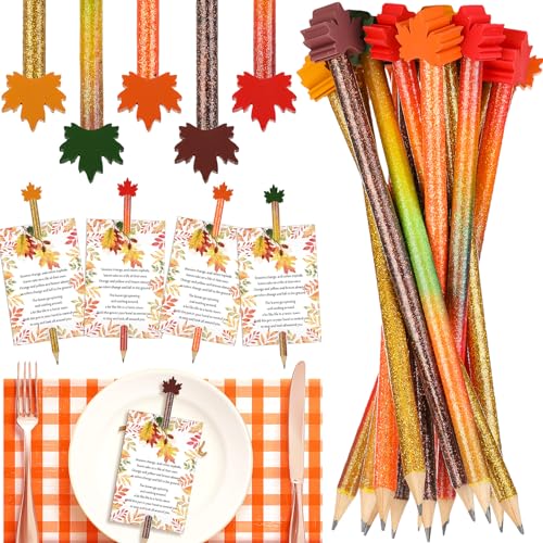 Set 100 lápices de colores con borradores y tarjetas otoño