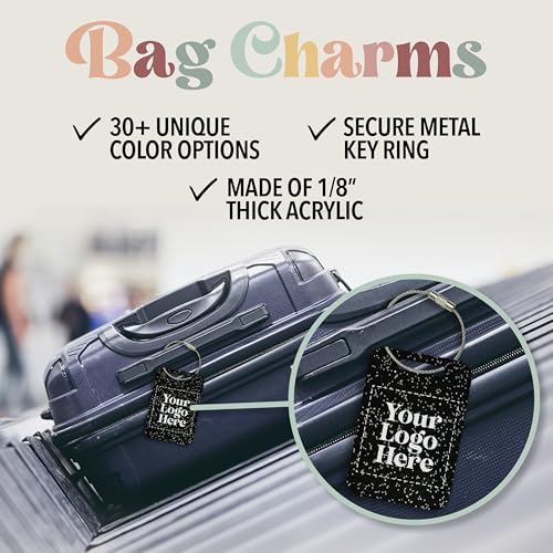 Personalized Logo Name Tag for Luggage (3 or 6 Count Pack) | Custom Tag for Suitcase | Acrylic Name Tag for Travel | Choose Your Font & Color | Backpack ID Label (Logo, Black)3