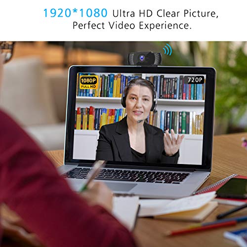 1080P Webcam Full HD with Microphone 30FPS,110°Wide Angle, Plug and Play USB 2.0 Auto Focus, Easy Set up, Compatiable with PC/Desktop and Laptop, Great for Video Conference and Online Classes. - Thumbnail 6