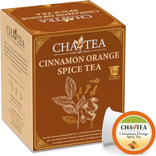 Cha4Tea 36-Count Cinnamon Orange Spice Herbal Black Tea Pods - Compatible with Keurig K-Cup Brewers