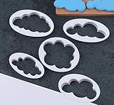 Material: plástico de calidad alimentaria. Tamaño: como muestran las imágenes. Incluye: 5 x moldes de pastel de nubes.