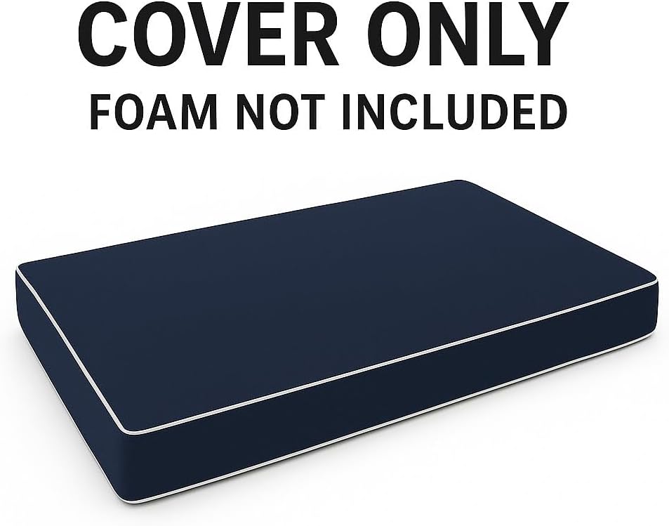 Outdoor Daybed Cushion Cover Twin ,Waterproof and Fade-Resistant Replacement Daybed Mattress Cover with Piped Trim for Swing Bed and Daybed, Durable for Patio, Porch, and Garden （Dark Blue）Style-3