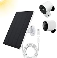 Vista 12 de Panel solar compatible con WYZE Battery Cam Pro, EufyCam 2C/2C Pro, panel solar de 4 W 5 V con cable de carga micro USB de 10 pies para cámara de 1