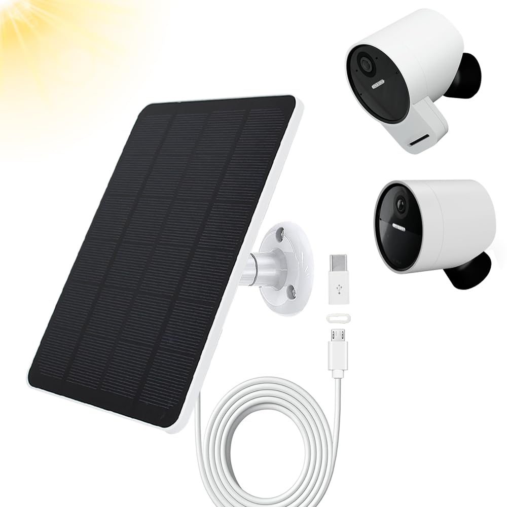 Solar Panel Compatible with SimpliSafe Outdoor Camera Series 2 Wireless, 4W 5V Solar Panel with 10ft Charging Cable for Outdoor Battery Powered Security Camera with Wall Mount（Not Include Camera）