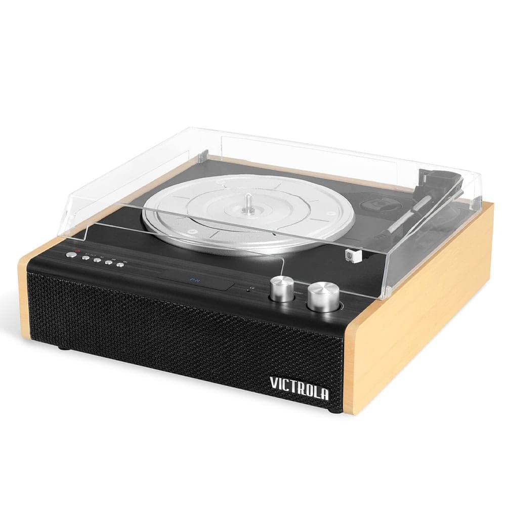 Victrola Eastwood Giradischi Bluetooth con Altoparlanti Integrati – 3 Velocità, Testina MM Premium, Streaming wireless, Copertura Antipolvere Rimovibile (Bambù)