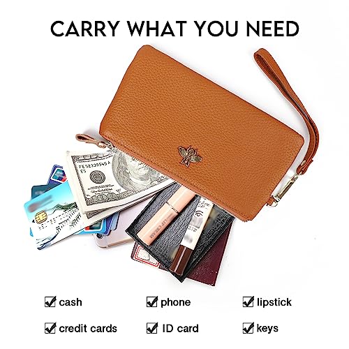 Imeetu Women's Wristlet Clutch Purse Leather Cell Phone Wallet Handbag With Wrist Strap (Yellow) #TOP4
