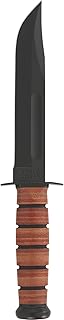 KA-BAR U.S. Army Fighting Fixed Blade Knife 7" Clip Point 1095 Cro-Van Black Powder Coat Blade Stacked Leather Handle Black/Brown