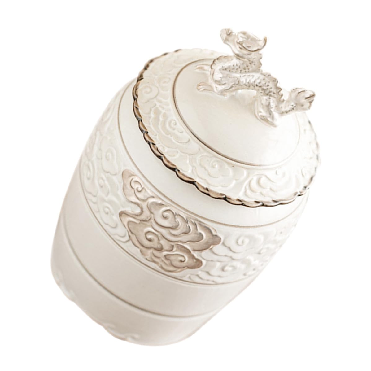 Tarro de Té Cerámica Beige de 500ml Estilo Chino Tradicional para Hogar