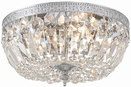 Crystorama 3 Light Hand Cut Crystal Polished Chrome Flush Mount