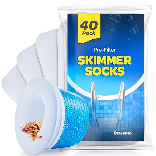 Pool Skimmer Socks [40 Pack] Pool Socks for Skimmer Baskets, Quality Net/Mesh Protects Swimming Pool Filter Systems from debris/leaves. Pool Socks Skimmer for In-Ground and Above-Ground Pools.