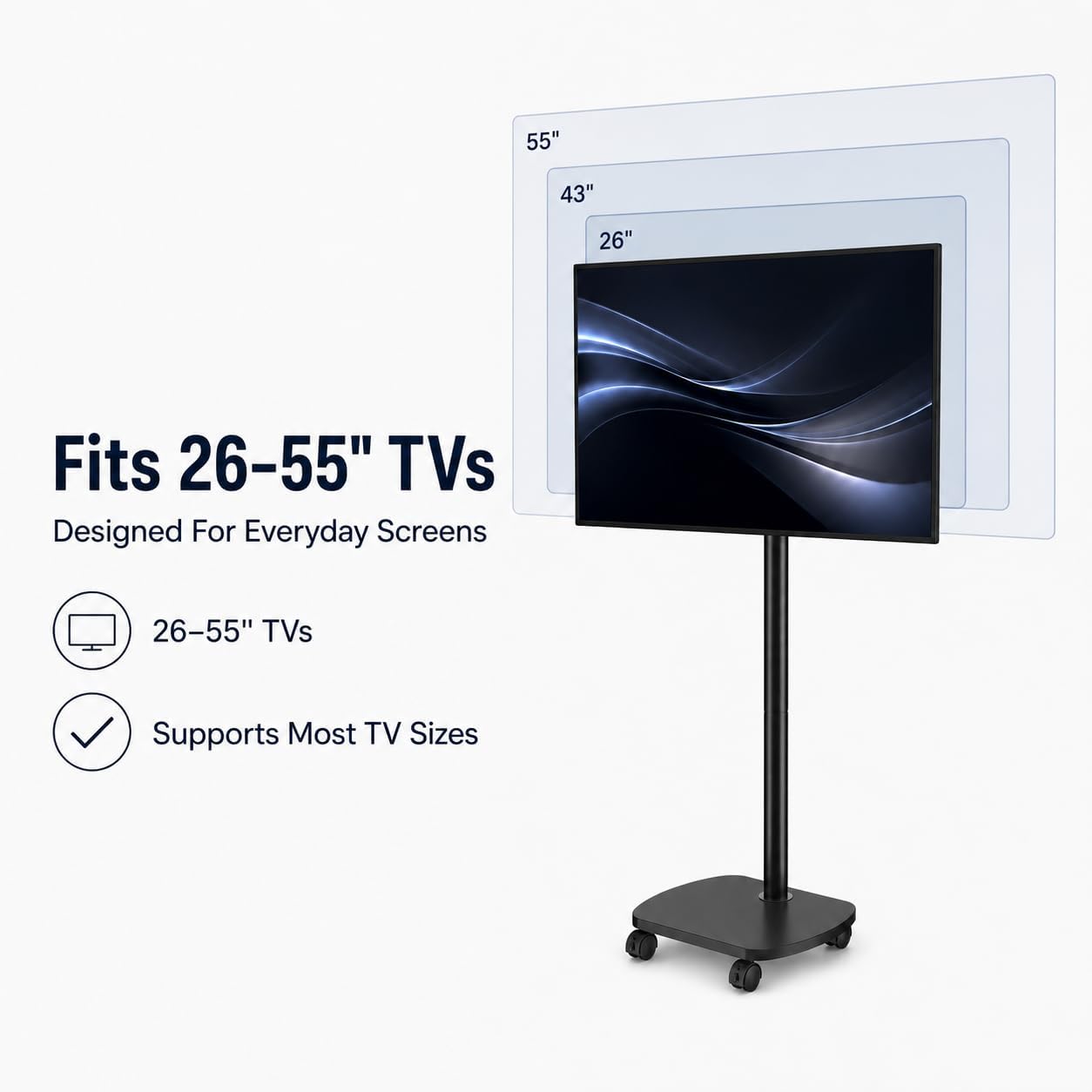AV CARTS Rolling TV Stand with Wheels for 26-55 Inch TVs