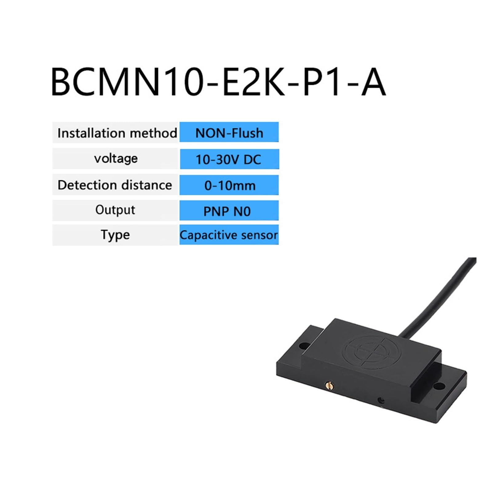 Sensor de proximidad capacitivo E2K-F, rango de detección de 10 mm, NPN/PNP, 12-24 V CC, sensor capacitivo cuadrado(PNP NO)