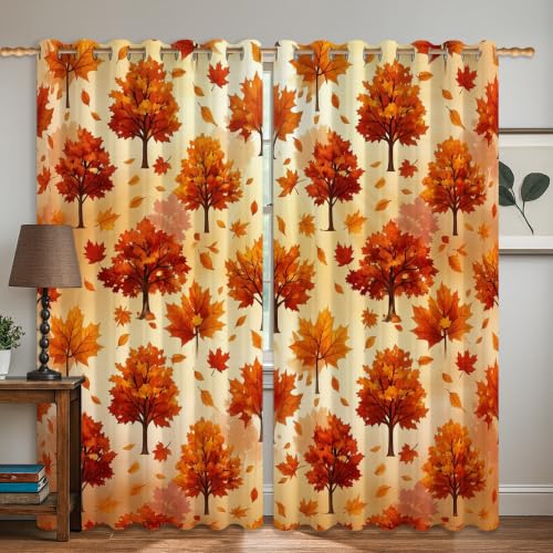 Rideaux occultants lavables motif feuilles d'automne pour obscurité totale - 3