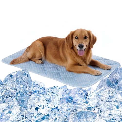 Petvolve Dog Cooling Mat, Washable Cooling Mat for Dog, Foldable Kennel Pet Bed, Cool Pad (Cool &Warm Surface) for All Seasons Use, Pet Pads for Cats Use in Crate (35.4x23.6 Inch)