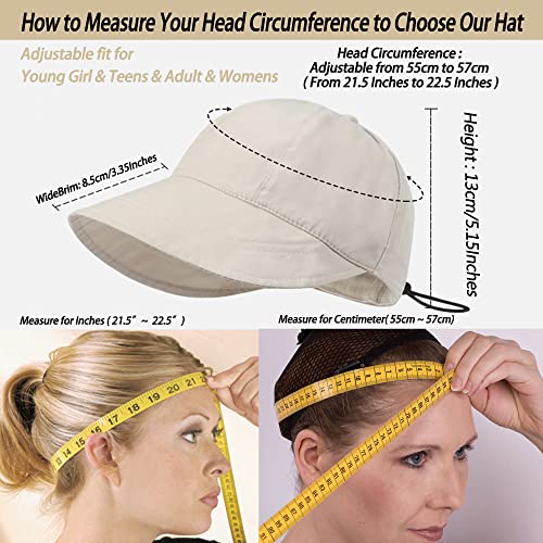 Womens Wide Visor Brim Sun Hat Quick Dry Sun Protection Visor Cap Summer Travel Baseball Hat Golf Outdoor Teens (S/M) Ivory #TOP5
