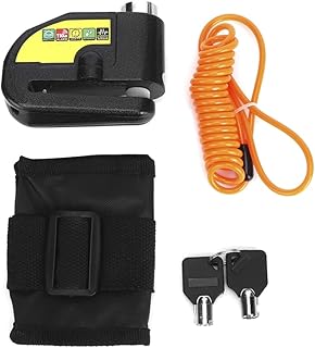 Aramox Trava de freio a disco de motocicleta com alarme e liga de aço, conjunto de trava de segurança de freio a disco, alarme, acessório para motocicleta
