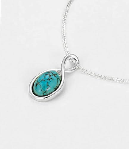 Miniatura 8 de Genuine Turquoise Infinity Necklace Jewelry for Women 925 Sterling Silver Pendant December Birthstones for Her White Yellow Gold Plated