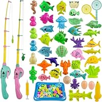 Gaethra® Angeln Spielzeug 45 Stück Magnetisches Angelspiel Badespielzeug Badewannenspielzeug Wasserspielzeug Badewanne Für Kleinkinder Kindern Spielzeug Outdoor Spiele Lernspiel Kinder