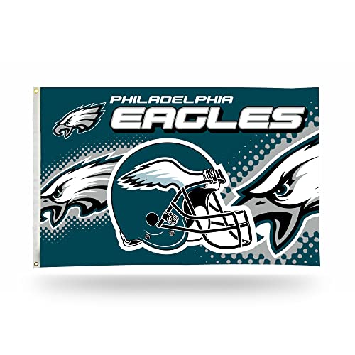 Rico Industries NFL Philadelphia Eagles Helmet 3-Foot by 5-Foot Single Sided Banner Flag with Grommets