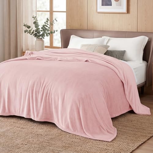 Image of Bedsure GentleSoft Pink Fleece Blankets Queen Size - Bed Blanket Soft Lightweight Plush Fuzzy Cozy Luxury Microfiber, 90x90 inches