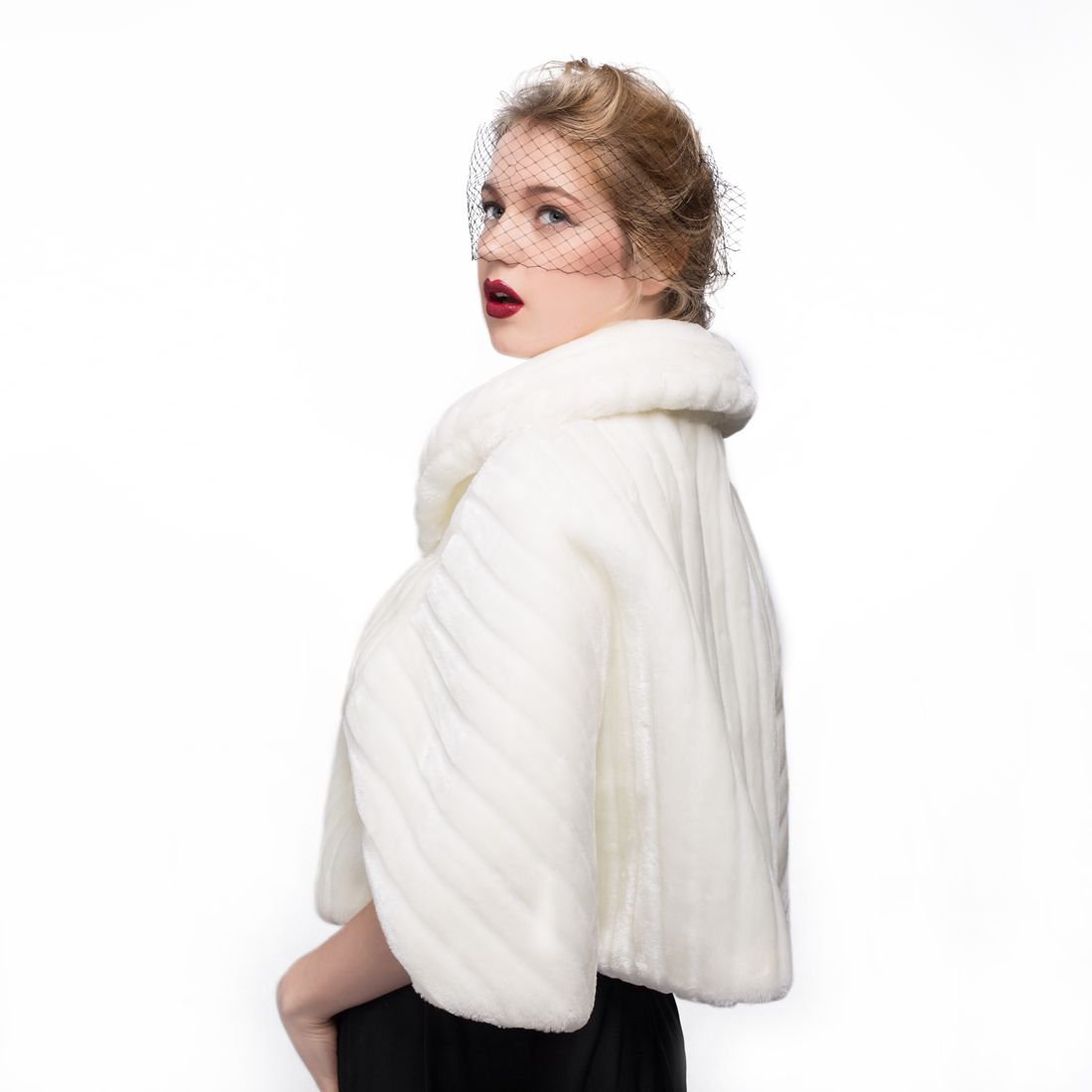 BEAUTELICATE Bufanda Cuello Pelo Mujer Chal Piel Sintética Estola Calentador Cuello para Abrigo Invierno Fiesta Boda