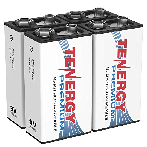 Tenergy Premium 9V Batteries Rechargeable High Drain 250mAh NiMH 9V Square...