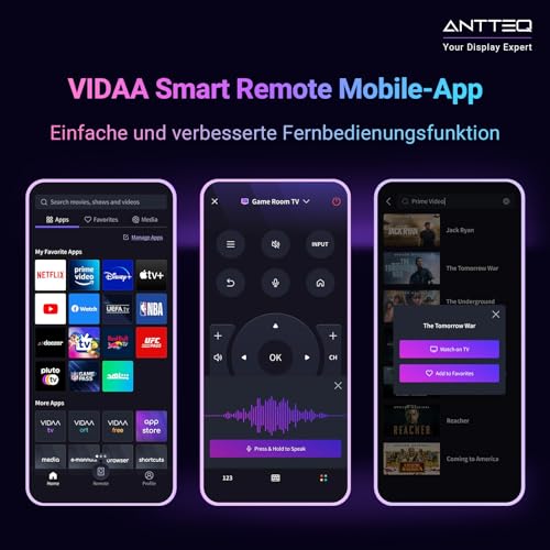 Vita Smart TV 32 Pouces (80 cm) - Télévision connectée avec Commande vocale, Triple Tuner (DVB-S2/T2/C), WiFi, Bluetooth, HDMI, Netflix, DAZN, Partage d'écran, Store APP 2025 – Image 4