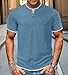Hisir T-Shirts Für Herren Henley Sommer Kurzarm mit Rundhals Tshirt Herren Lässige Klassische Slim Fit Basic-Oberteile (Hell Blau, L)