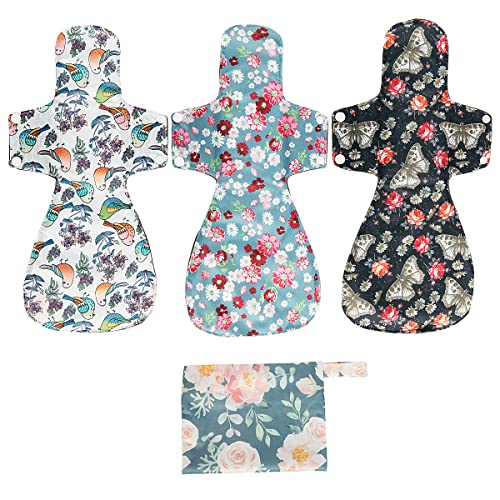 Image of Washable Cloth Menstrual Pads /Mama Cloth /Reusable Sanitary Pads (Rose, 16 inch /Overnight)