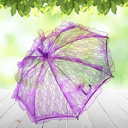 Lace Umbrella, Lace Parasol, 22.2X22.2In Wedding Decoration Lace Umbrella Foldable Lace Fabric Parasol Lace Umbrellas For Tea Party, Weddings, Party Decorations, Concerts (Purple) #TOP2