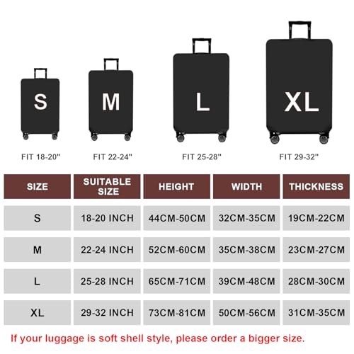 Image of WUJIAONIAO Travel Luggage Cover Baggage Suitcase Cover Protector Skins 18-32 Inch, Pure Black, S (for 18--20 inch luggage), Fashion
