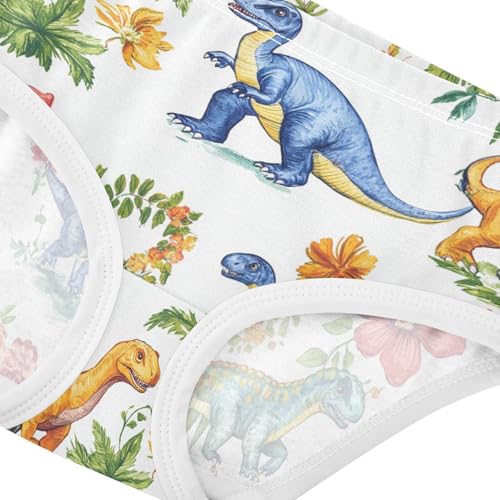 Wusikd Dinosaurs Flower Girls' Underwear Cotton Colorful Girls Briefs Soft Toddler Underwear 2T4