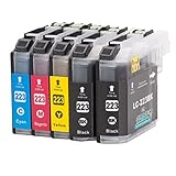 5 Cartuchos de tinta compatibles para Brother LC223XL con chip para Brother DCP-J4120DW / MFC-J4420DW / MFC-J4620DW / MFC-J4625DW / MFC-J4425DW / MFC-J5320DW / MFC-J5620DW / MFC-J5625DW / MFC-J5720DW