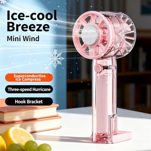 Ventilador de mano recargable contra el calor con placa de refrigeración frontal 3