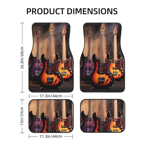Alfombrillas universales para coche con diseño de guitarra eléctrica de 4 piezas 2