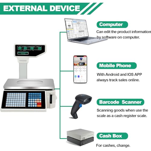 Báscula digital con visor doble y etiquetadora térmica miniatura 6