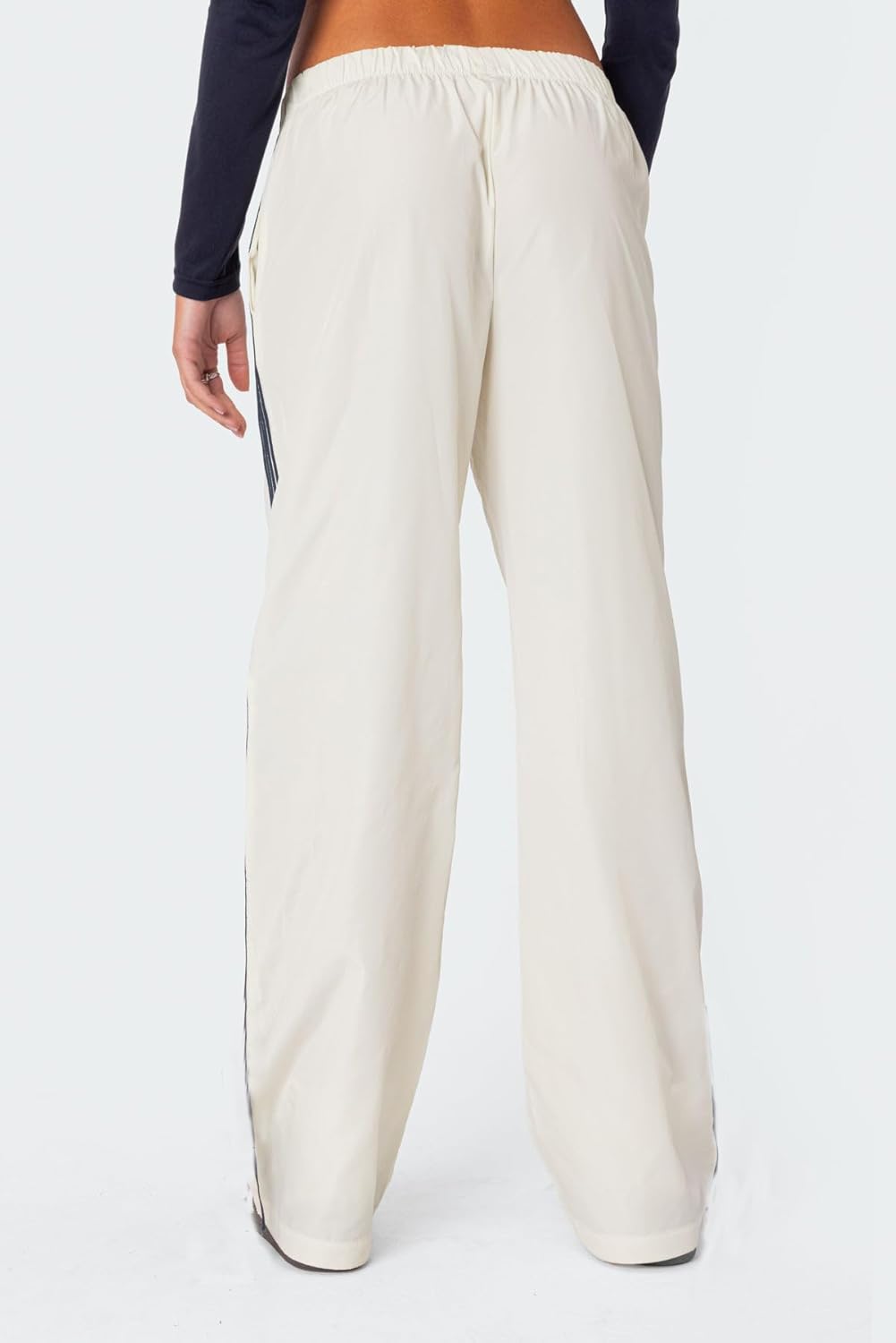 Adoeren Women Side Striped Sweatpants Parachute Elastic Waist Baggy Track Pants Y2k Wide Leg Going Out Jogger Pants - Image 3