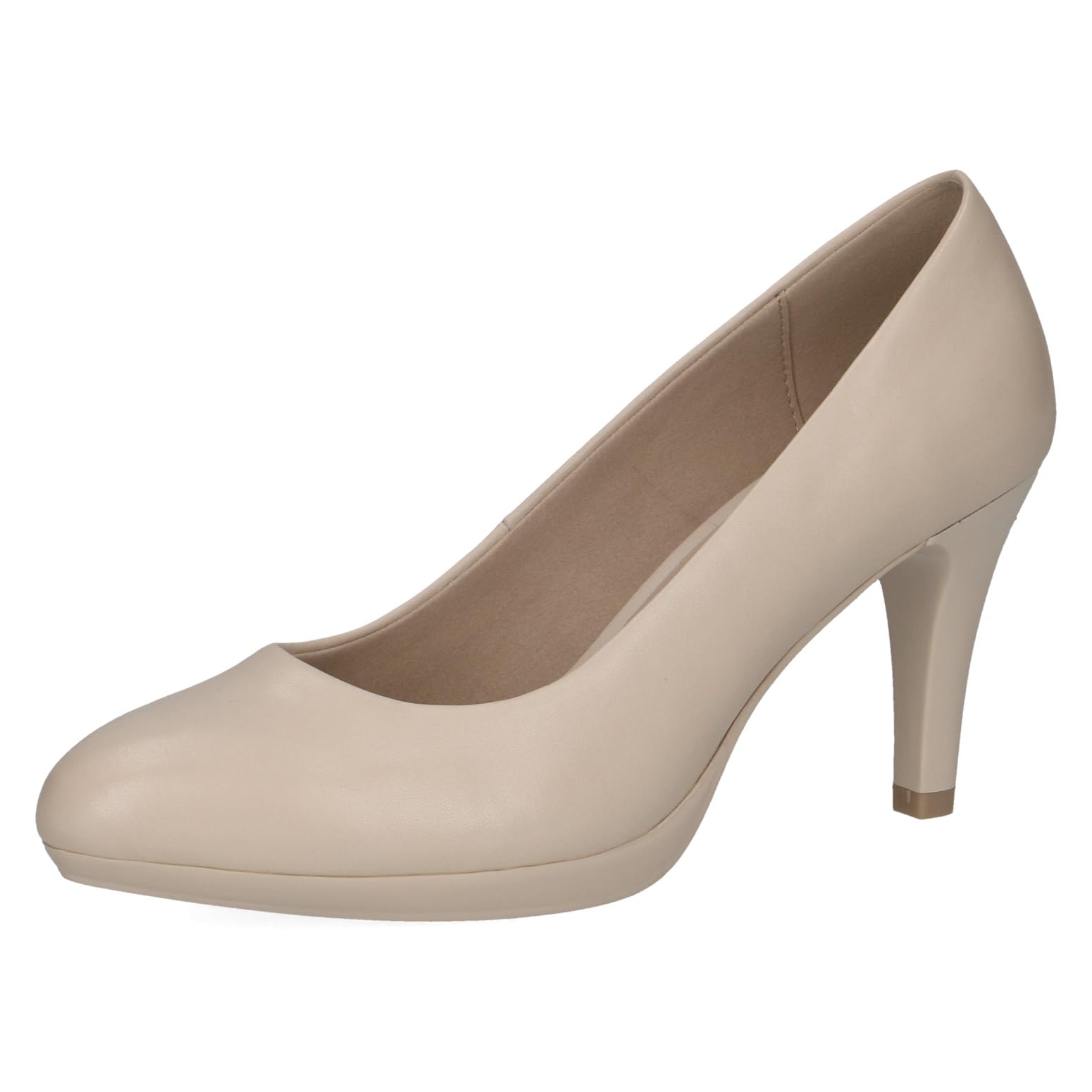 CAPRICE Women Pumps Leather with Cone Heel, Cream (Offwhite Nappa), 5.5 UK