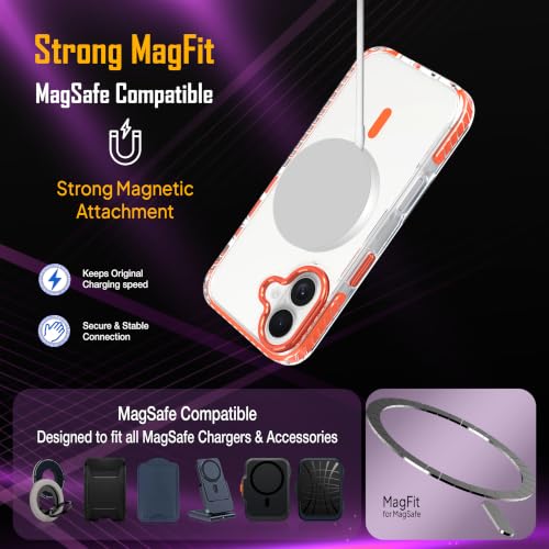 Image of Zapcase Crystal Clear Back case for iPhone 16 | Hard PC Back | TPU Bumper with Inner Rubber Grip | Metal Camera Guard Bezel | Metal Buttons | Scratch Resistant Cover | 2 Layer Edge Protection | Orange