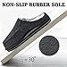 ONCAI Mens Slippers with Orthotic Arch Support,Cotton-Blend High-Density Memory Foam Plantar Fasciitis House Slippers Warm Stripe Faux Fur Clogs Slip-on Indoor Outdoor Rubber Sole BlackSize 12