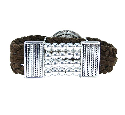 Ole Miss Braided Brown Leather Crystal Bracelet Jewelry Red