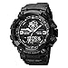 Mens Analog Digital Dual Display Sports Watches Military Multifunctional 50M Waterproof LED Watch with Alarm Stopwatch Backlight 12H/24H Outdoor Running Swimming (Black)
