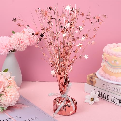 Image of Crowye 3 Pieces Metallic Foil Spray Centerpiece Birthday Table Decoration Star Burst Centerpieces Graduation Table Decor for Birthday 2026 Party Holiday(Rose Gold)