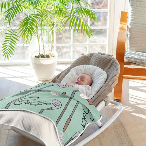 Image of Golf Cartoon Baby Blankets Soft Warm Crib Stroller Blanket for Toddler Newborn Girls Boys 30x40in