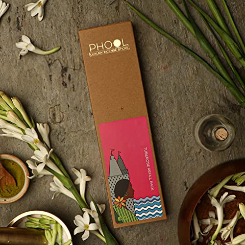 Image of Phool Luxury Incense Tuberose (Rajnigandha) Refill Pack - 80 Organic Charcoal-Free Agarbatti (200g), Calming Floral Fragrance, Pooja, Meditation & Aromatherapy
