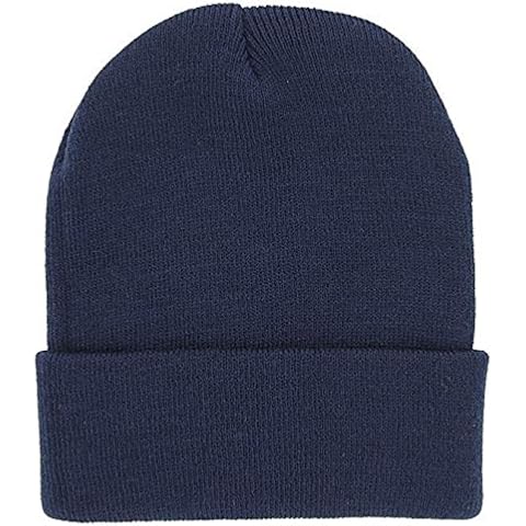 DealStock Plain Knit Cap Cold Winter Cuff Beanie (40+ Multi Color Available) (Navy) Cover