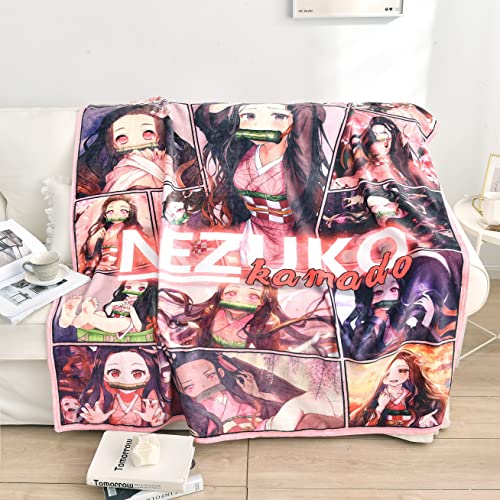 Nezuko Fluffy Blanket Anime Super Soft Throw Blankets Cozy Flannel Gift Blanket For Kids Adults All Season(50" X 60") #TOP1