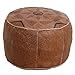 Casa Moro Orientalisches Leder Sitzkissen marokkanischer Pouf Kamel braun Ø 42cm Sitzhöhe 30cm | Inklusive Füllung Sitzpouf | Echt-Leder Sitzhocker aus Marrakesch | MO4123